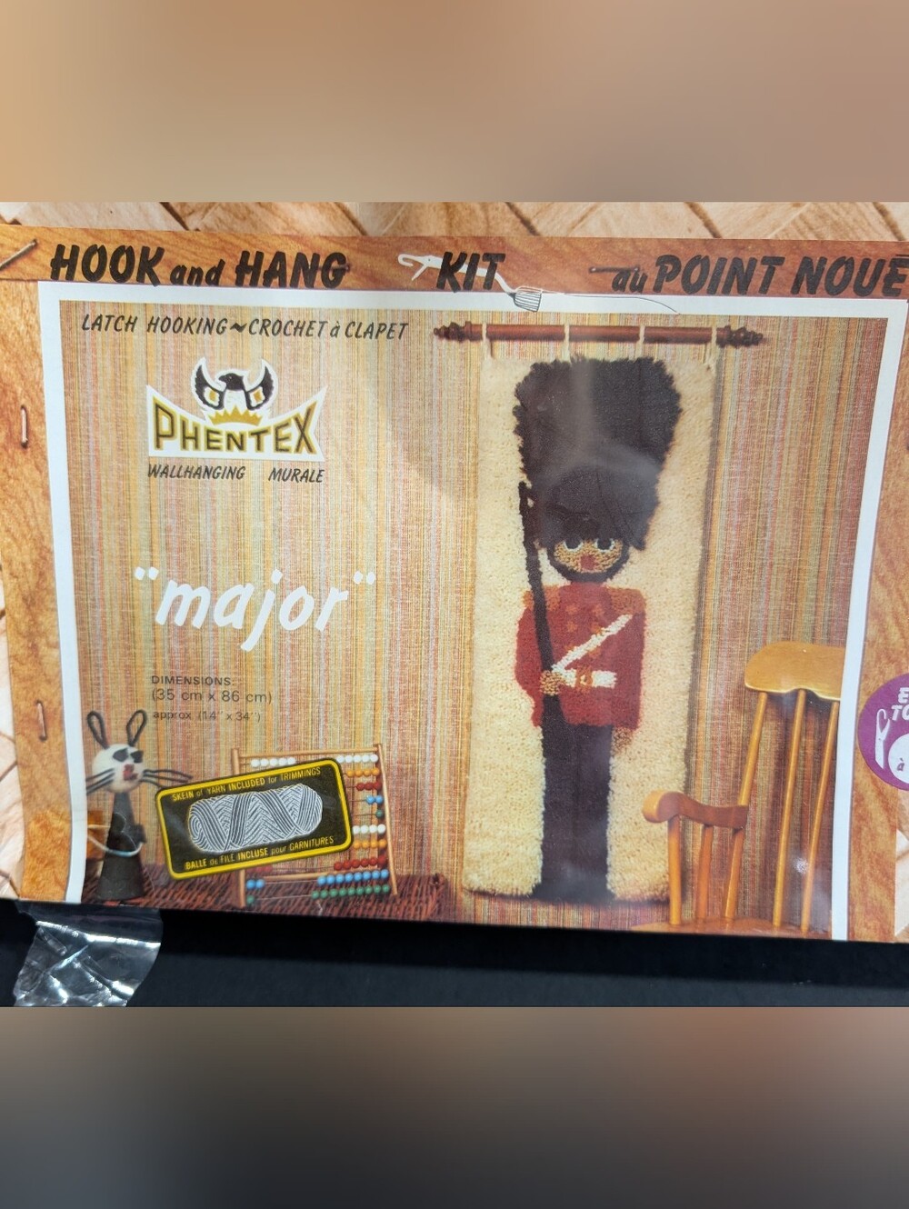 Vtg Latch Hook Wall Hanging Kit "Major" Soldier Phentex 14" X 34" Nutcracker